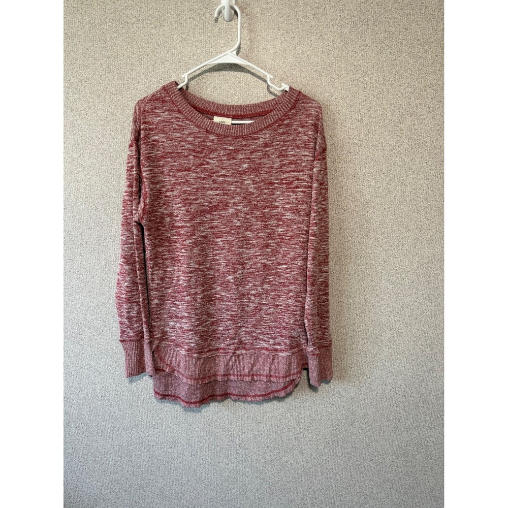 Knox Rose Womens Red Space Dye Marl Knit Pullover High Low Top Size Medium